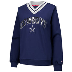 Dallas Cowboys Tommy Hilfiger Women's Alice V-Neck Pullover Sweatshirt - Navy cheap