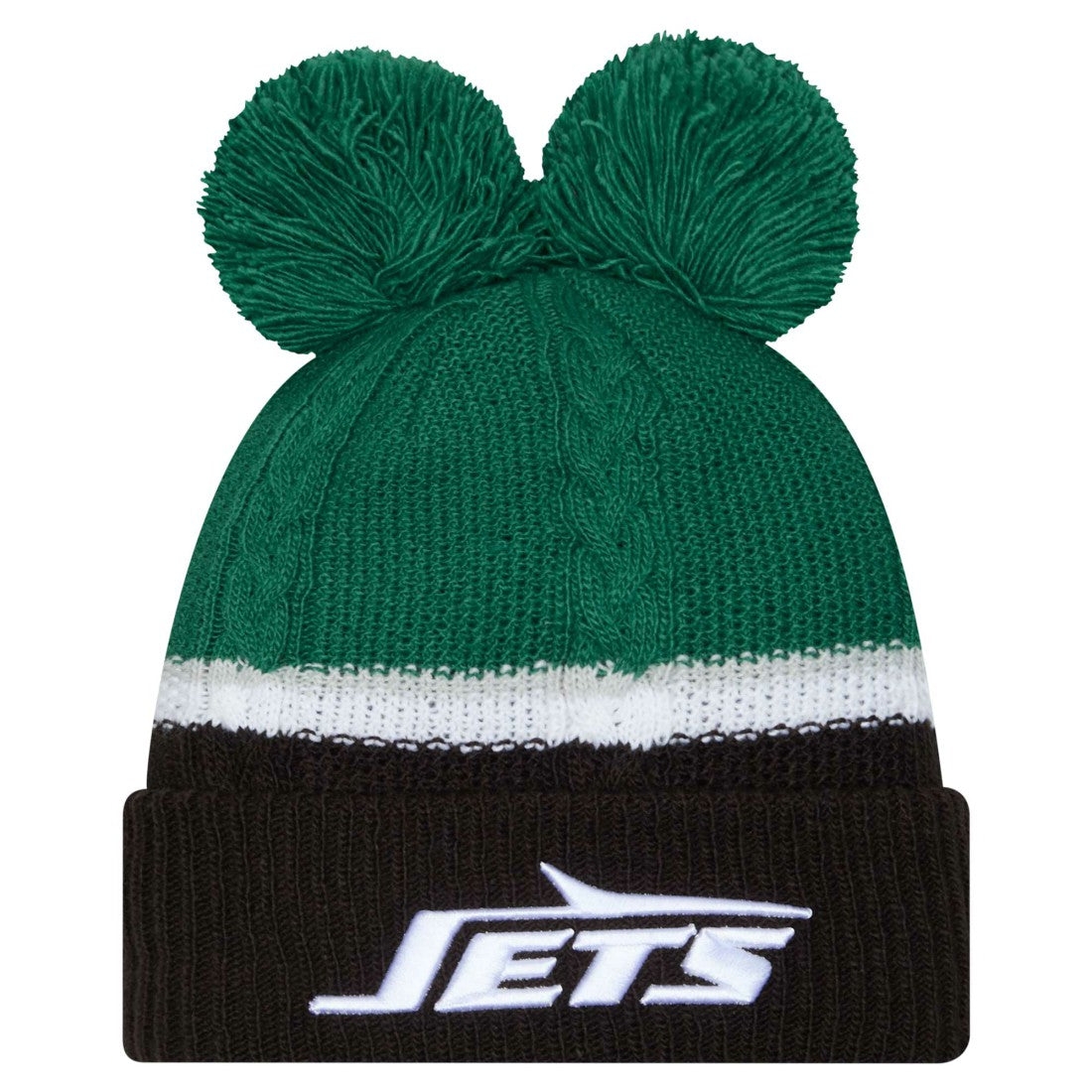 New York Jets New Era Women's Double Bubble Cuffed Knit Hat with Poms - Green outlet