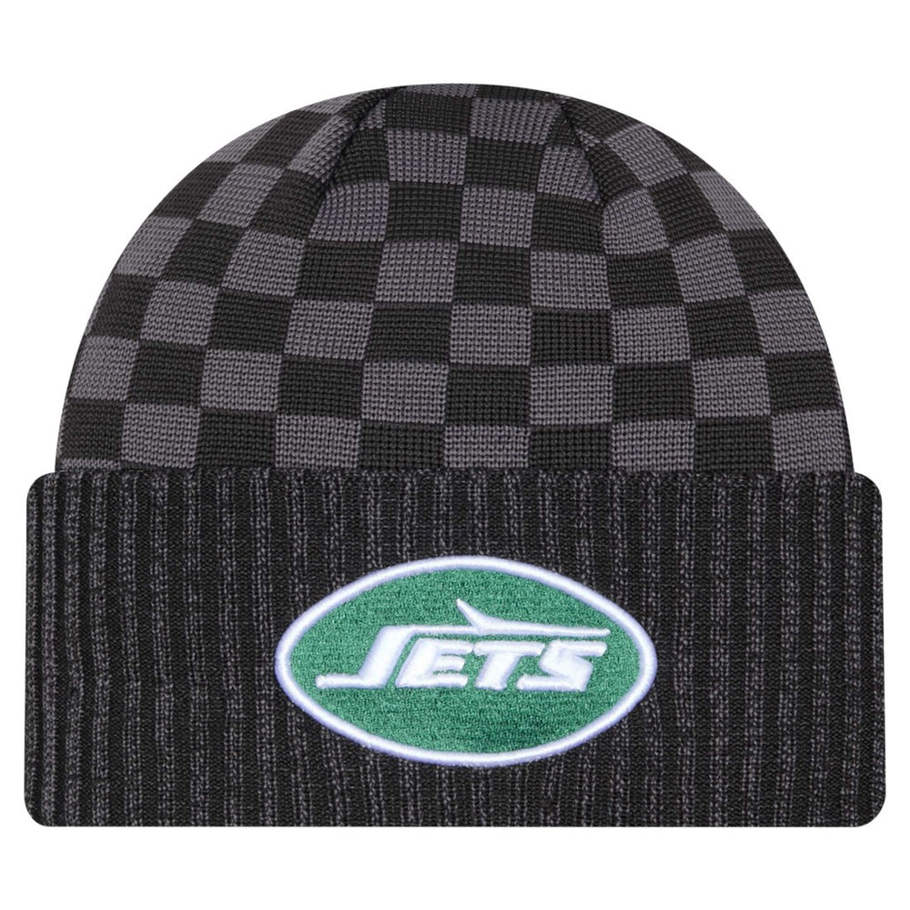 New York Jets New Era Checkered Cuffed Knit Hat - Black sale