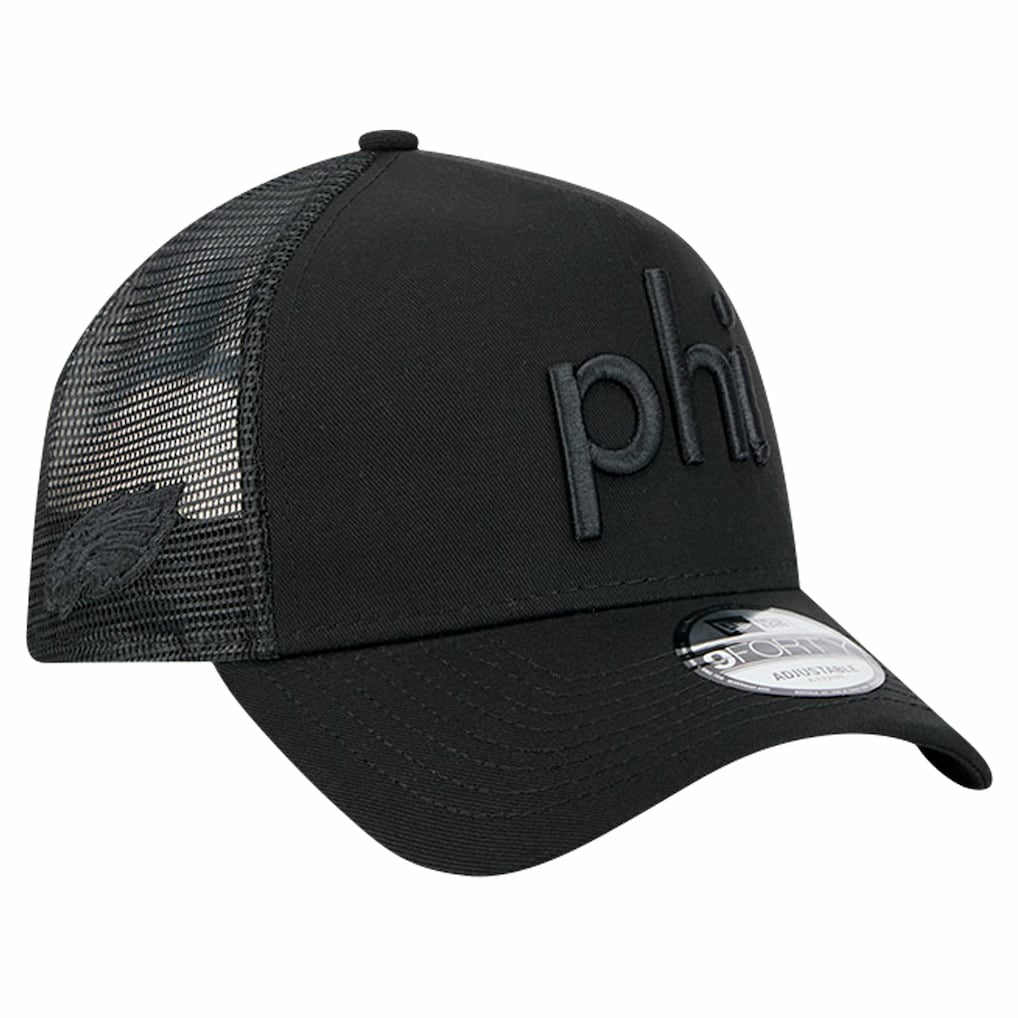 Philadelphia Eagles New Era Domain 9FORTY A-Frame Trucker Adjustable Hat - Black online