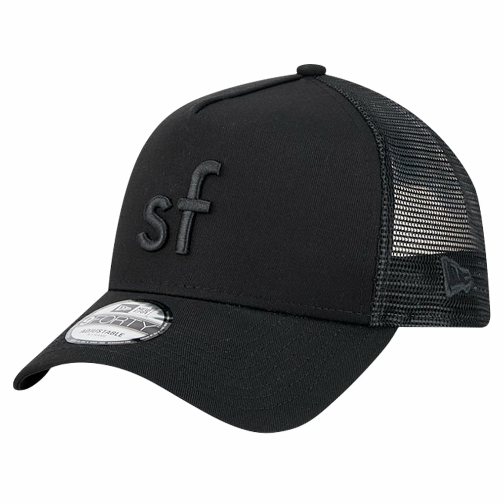 San Francisco 49ers New Era Domain 9FORTY A-Frame Trucker Adjustable Hat - Black cheap