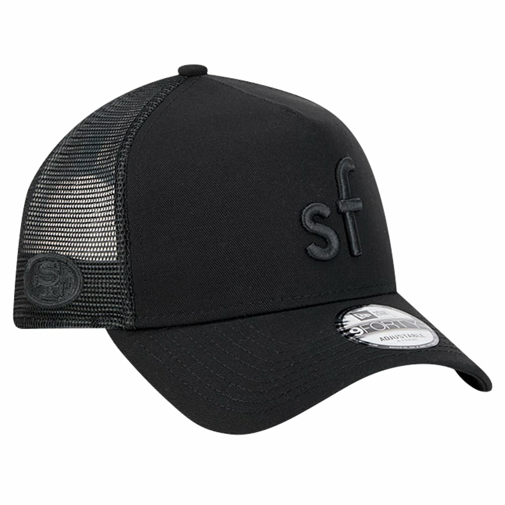 San Francisco 49ers New Era Domain 9FORTY A-Frame Trucker Adjustable Hat - Black cheap