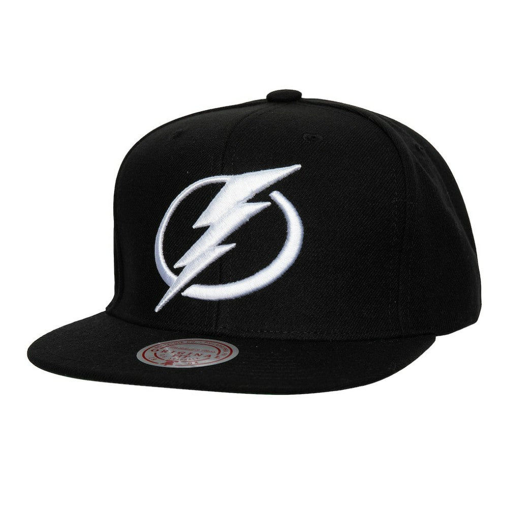 Tampa Bay Lightning Mitchell & Ness Core Top Spot Snapback Hat Black
