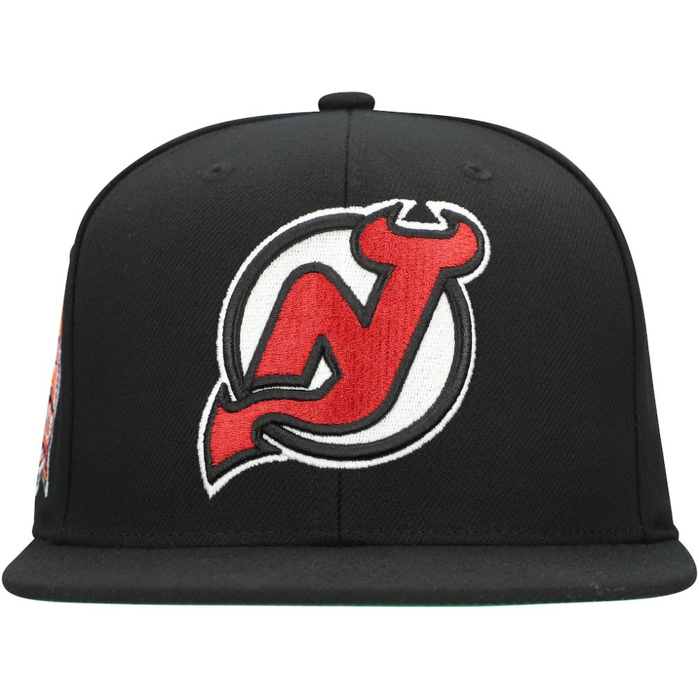 New Jersey Devils Mitchell & Ness Core Top Spot Snapback Hat Black