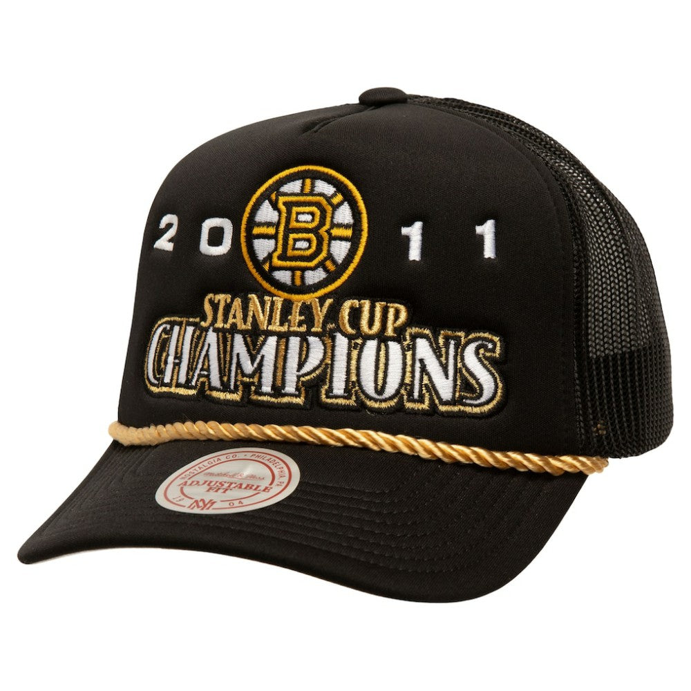 Boston Bruins Mitchell & Ness SOUL Collection Golden Stanley Cup Champions Trucker Adjustable Hat Black
