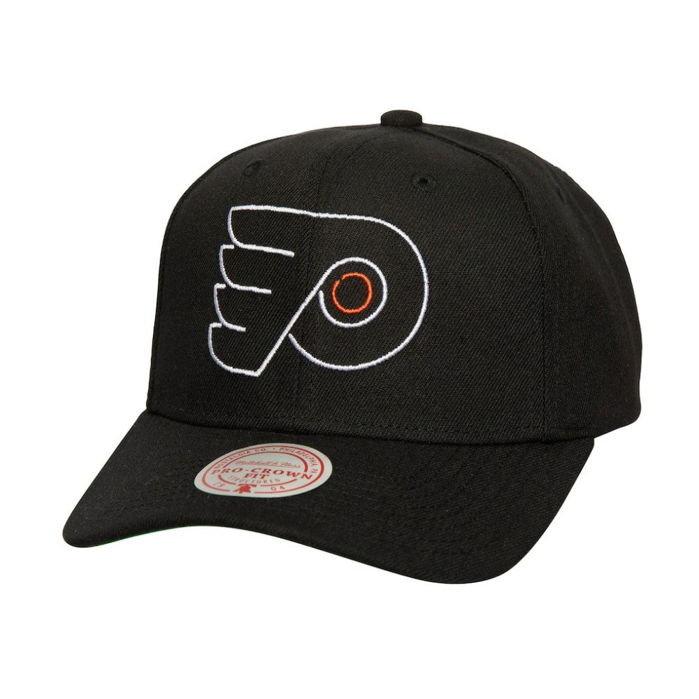 Philadelphia Flyers Mitchell & Ness Soul Strike Neon Logo Pro Crown Adjustable Hat Black