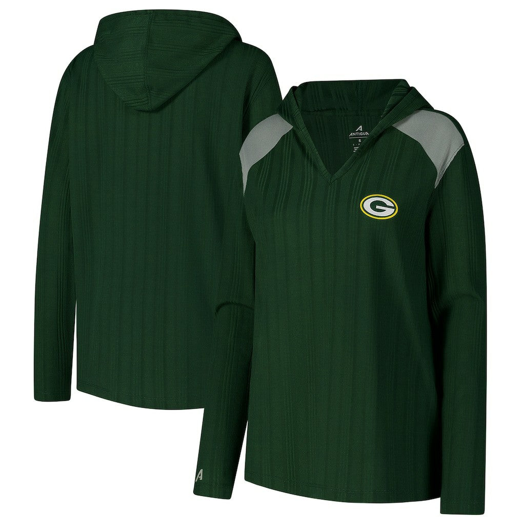 Green Bay Packers Antigua Women's Opulent Long Sleeve Hoodie T-Shirt - Green on sale