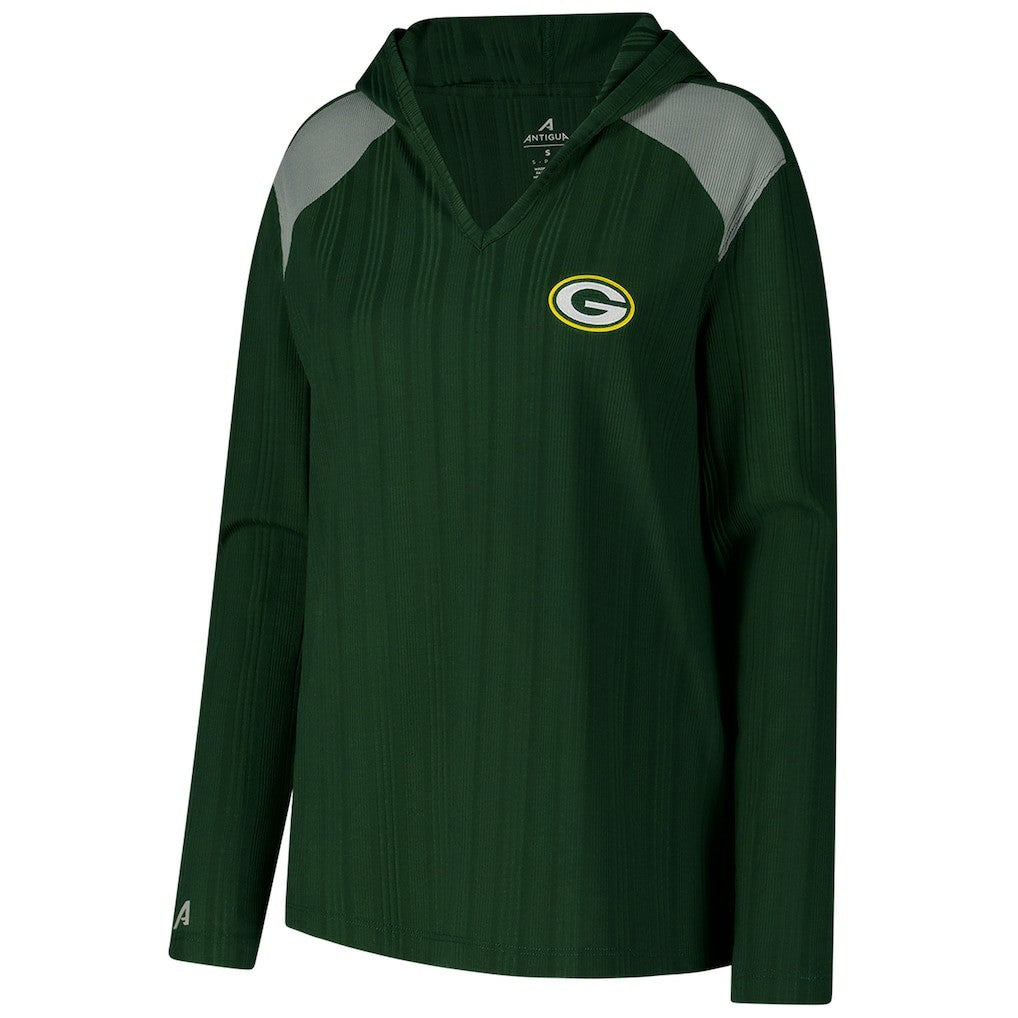 Green Bay Packers Antigua Women's Opulent Long Sleeve Hoodie T-Shirt - Green on sale