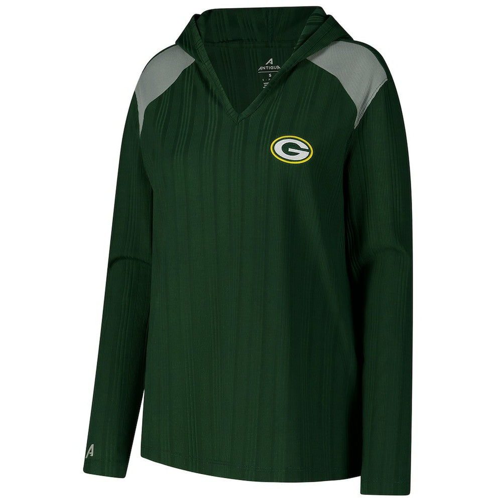Green Bay Packers Antigua Women's Opulent Long Sleeve Hoodie T-Shirt - Green on sale