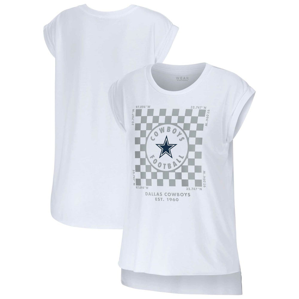 Dallas Cowboys WEAR by Erin Andrews Women's Checker Muscle Tank Top - White outlet