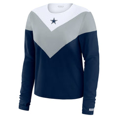 Dallas Cowboys WEAR by Erin Andrews Women's Plus Size Chevron Tri-Blend Long Sleeve T-Shirt - Navy on sale