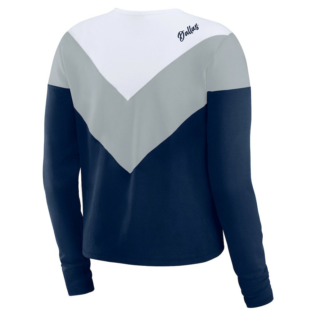 Dallas Cowboys WEAR by Erin Andrews Women's Plus Size Chevron Tri-Blend Long Sleeve T-Shirt - Navy on sale