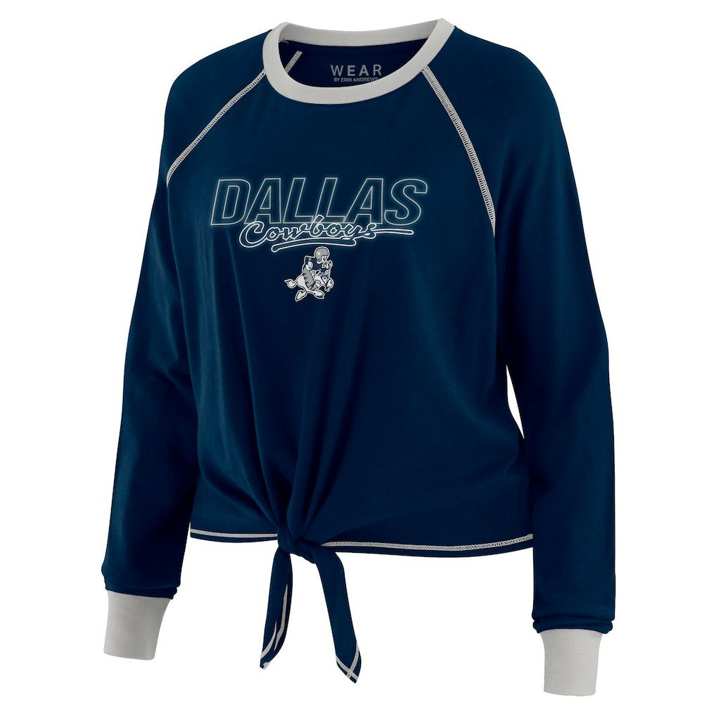 Dallas Cowboys WEAR by Erin Andrews Women's Tie-Front Long Sleeve T-Shirt - Navy online
