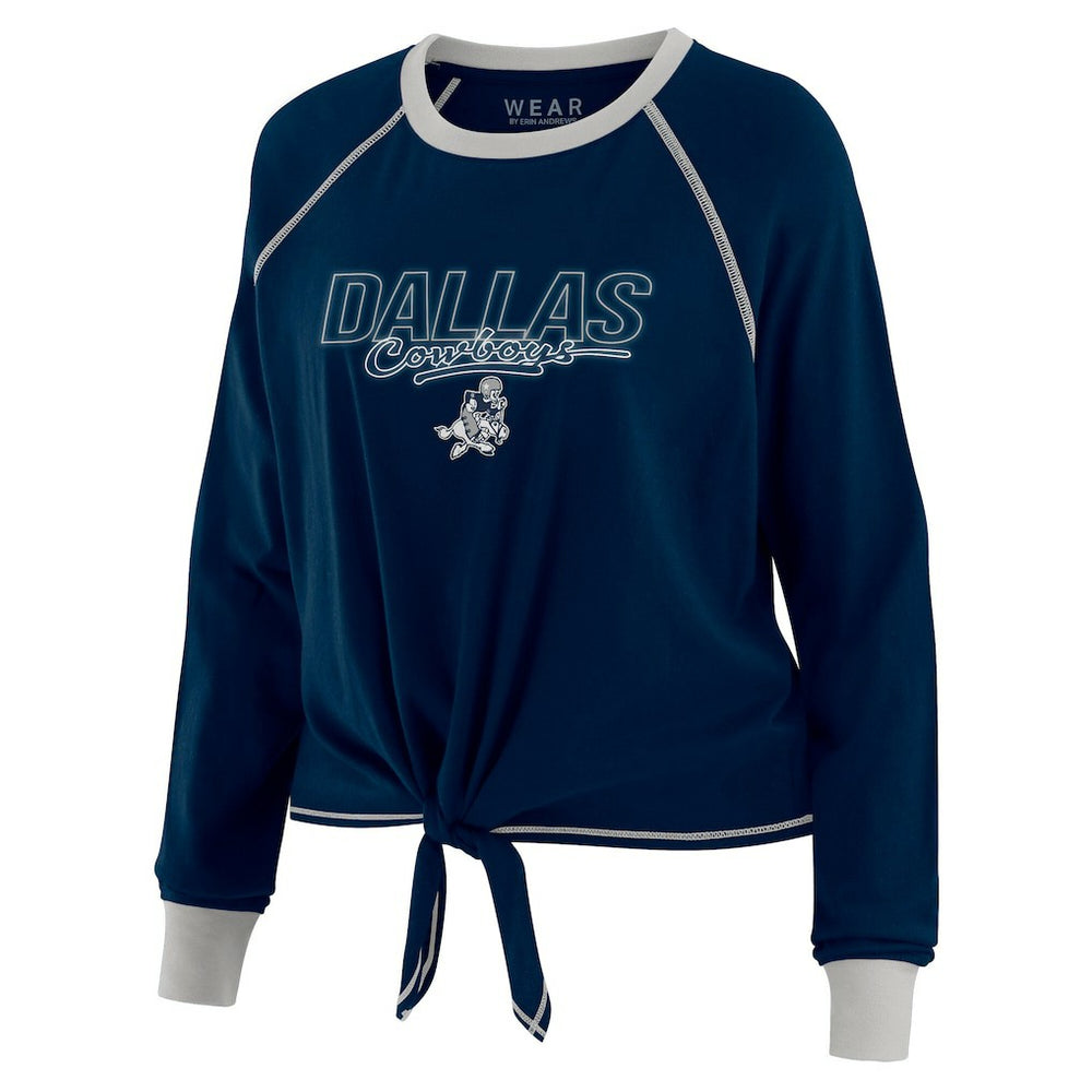 Dallas Cowboys WEAR by Erin Andrews Women's Tie-Front Long Sleeve T-Shirt - Navy online