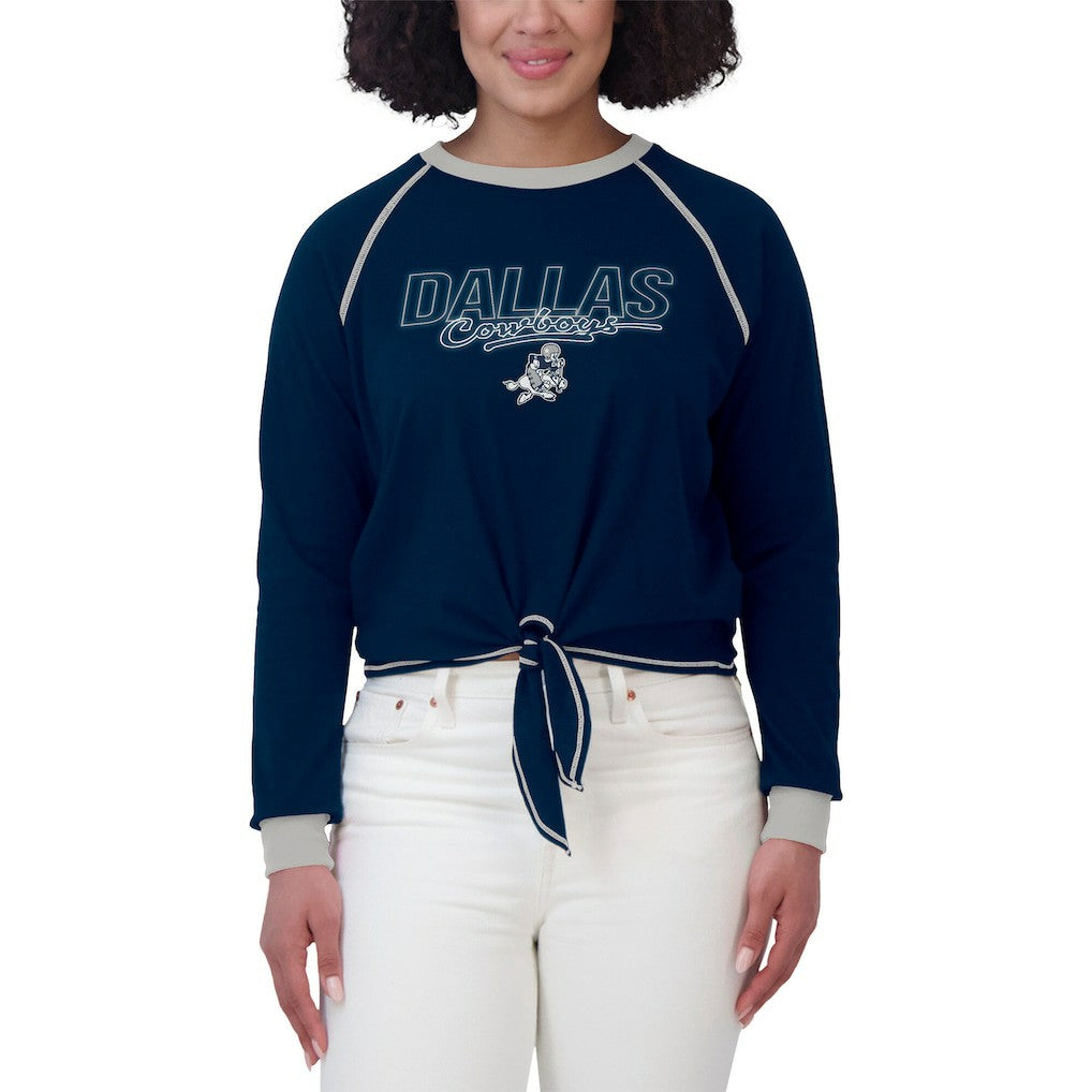 Dallas Cowboys WEAR by Erin Andrews Women's Tie-Front Long Sleeve T-Shirt - Navy online