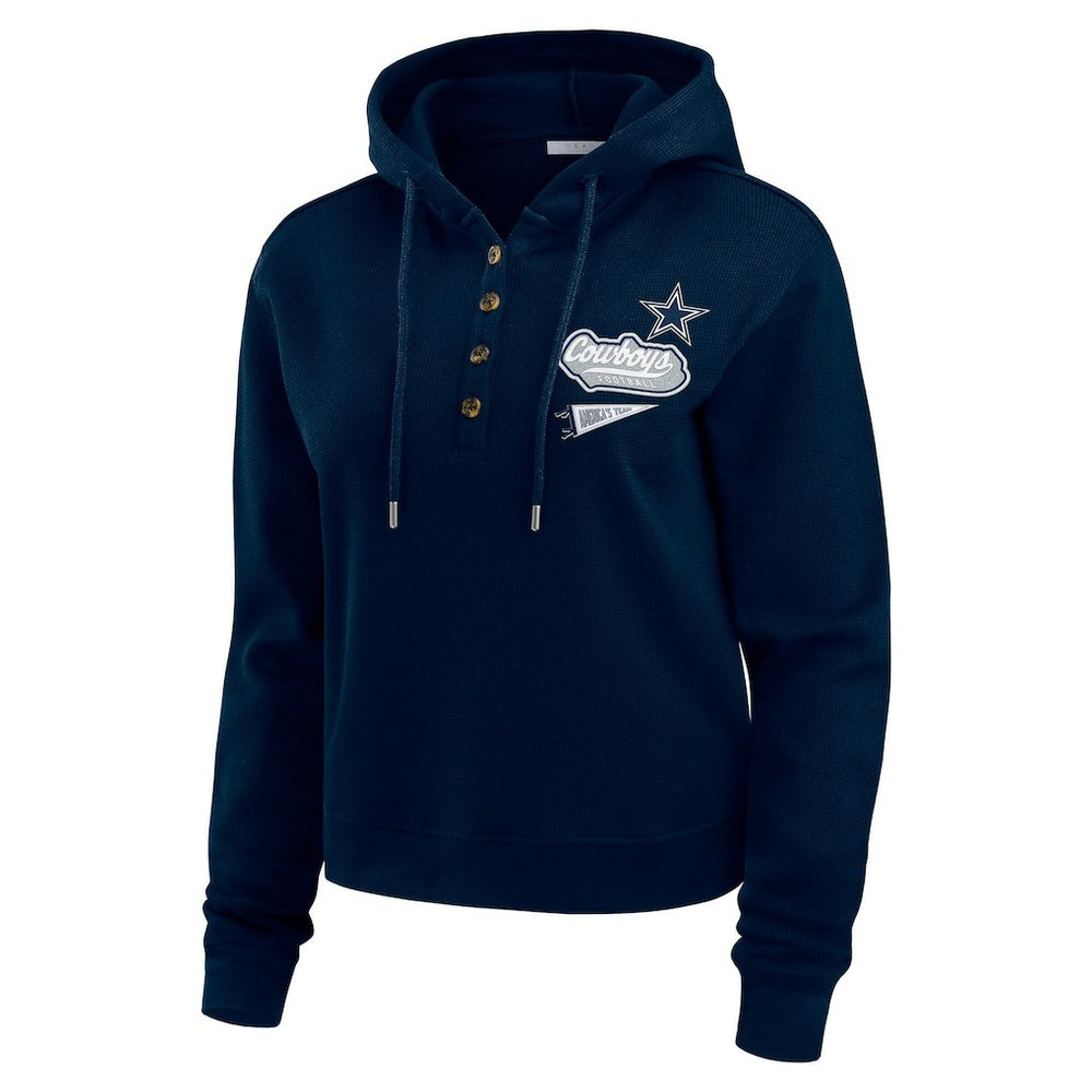 Dallas Cowboys WEAR by Erin Andrews Women's Waffle-Knit Pullover Hoodie - Navy cheap