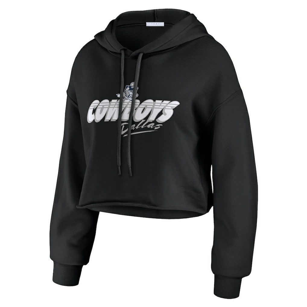 Dallas Cowboys WEAR by Erin Andrews Women's Prime Cropped Pullover Hoodie - Black on sale