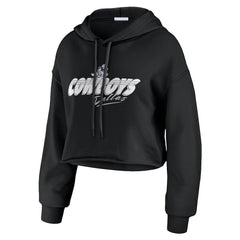 Dallas Cowboys WEAR by Erin Andrews Women's Prime Cropped Pullover Hoodie - Black on sale