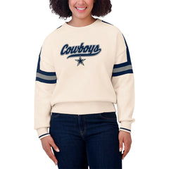 Dallas Cowboys WEAR by Erin Andrews Women's Stripe Pullover Sweater - Cream on sale