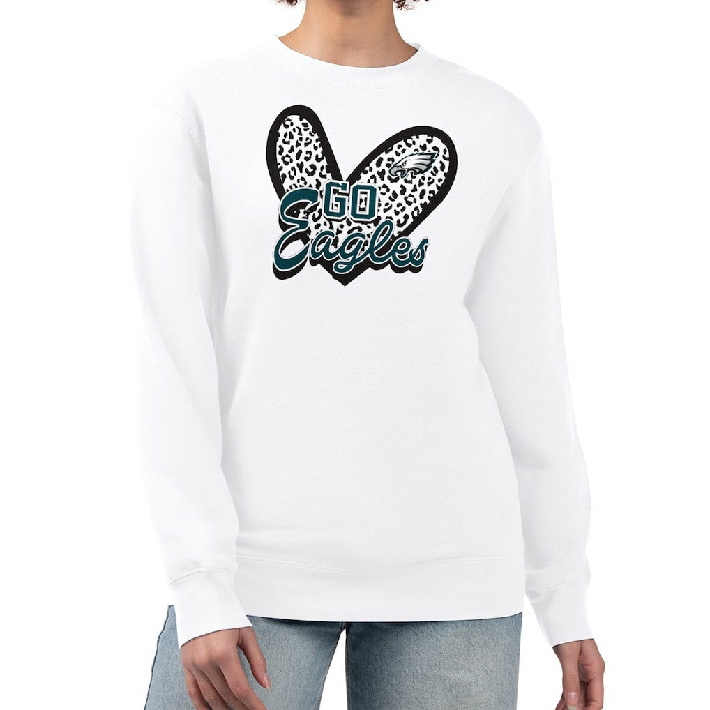 Philadelphia Eagles G-III 4Her by Carl Banks Women's Leopard Heart Pullover Sweatshirt - White cheap