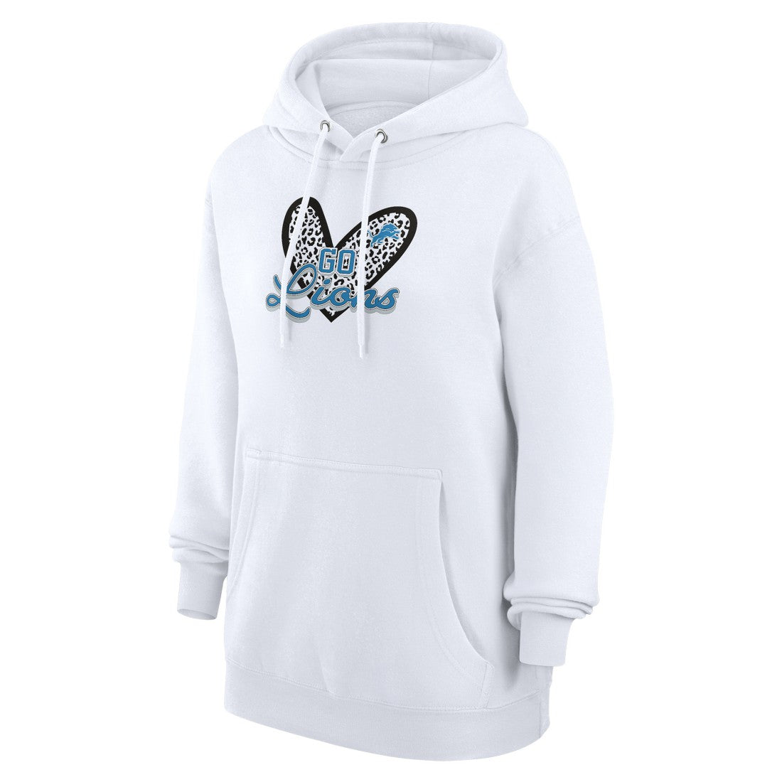 Detroit Lions G-III 4Her by Carl Banks Women's Animal Print Heart Team Graphic Fleece Tri-Blend Pullover Hoodie - White cheap