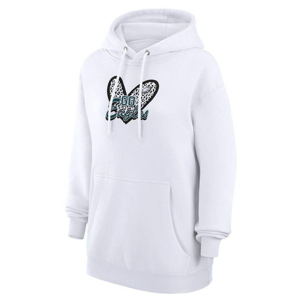 Philadelphia Eagles G-III 4Her by Carl Banks Women's Animal Print Heart Team Graphic Fleece Tri-Blend Pullover Hoodie - White sale