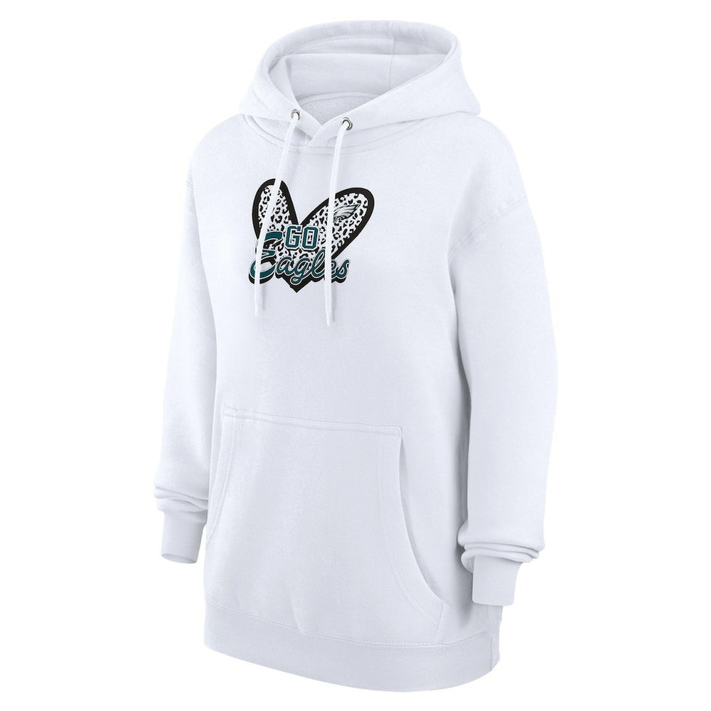 Philadelphia Eagles G-III 4Her by Carl Banks Women's Animal Print Heart Team Graphic Fleece Tri-Blend Pullover Hoodie - White sale