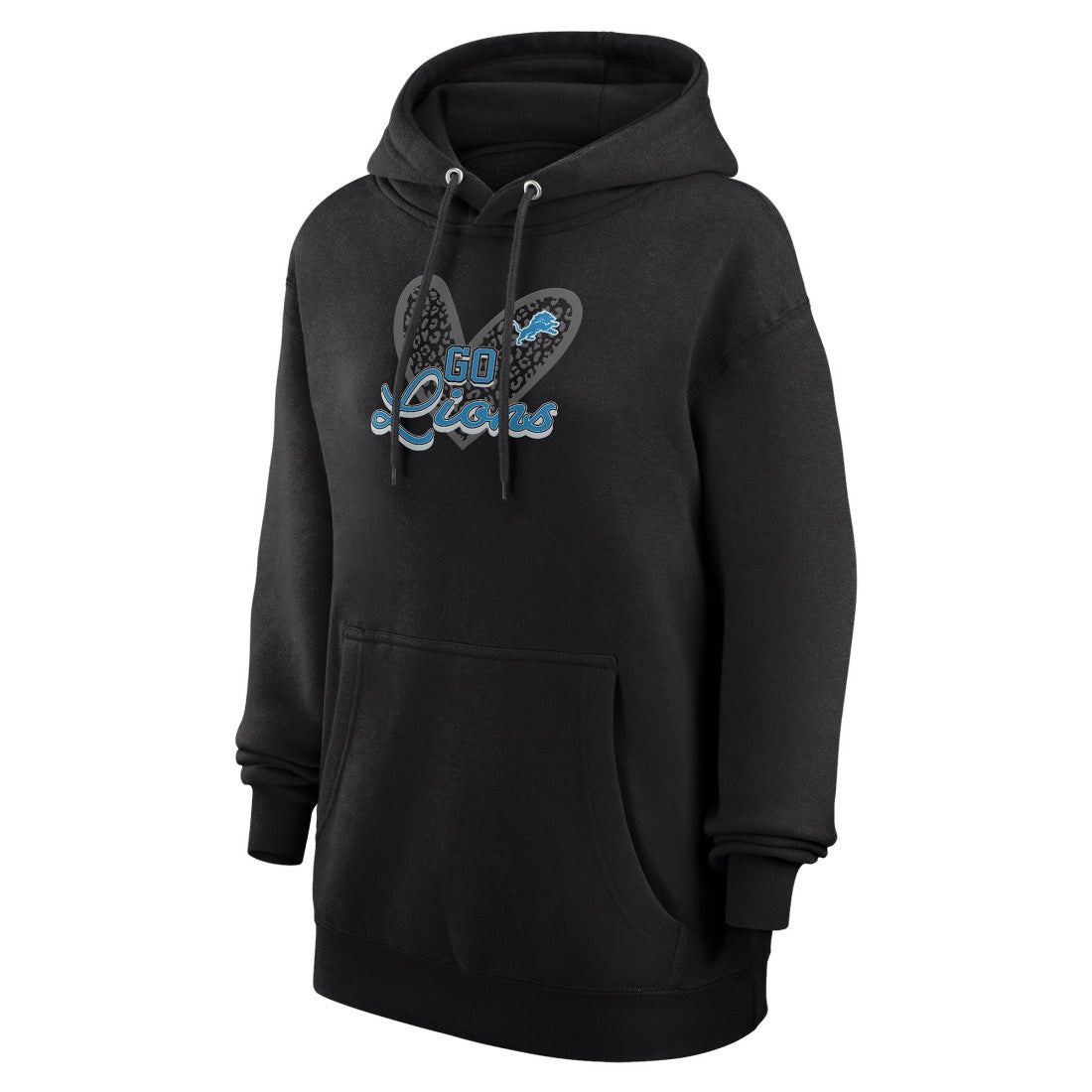 Detroit Lions G-III 4Her by Carl Banks Women's Animal Print Heart Team Graphic Fleece Tri-Blend Pullover Hoodie - Black outlet