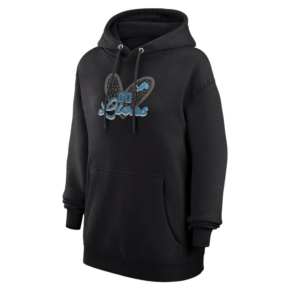 Detroit Lions G-III 4Her by Carl Banks Women's Animal Print Heart Team Graphic Fleece Tri-Blend Pullover Hoodie - Black outlet