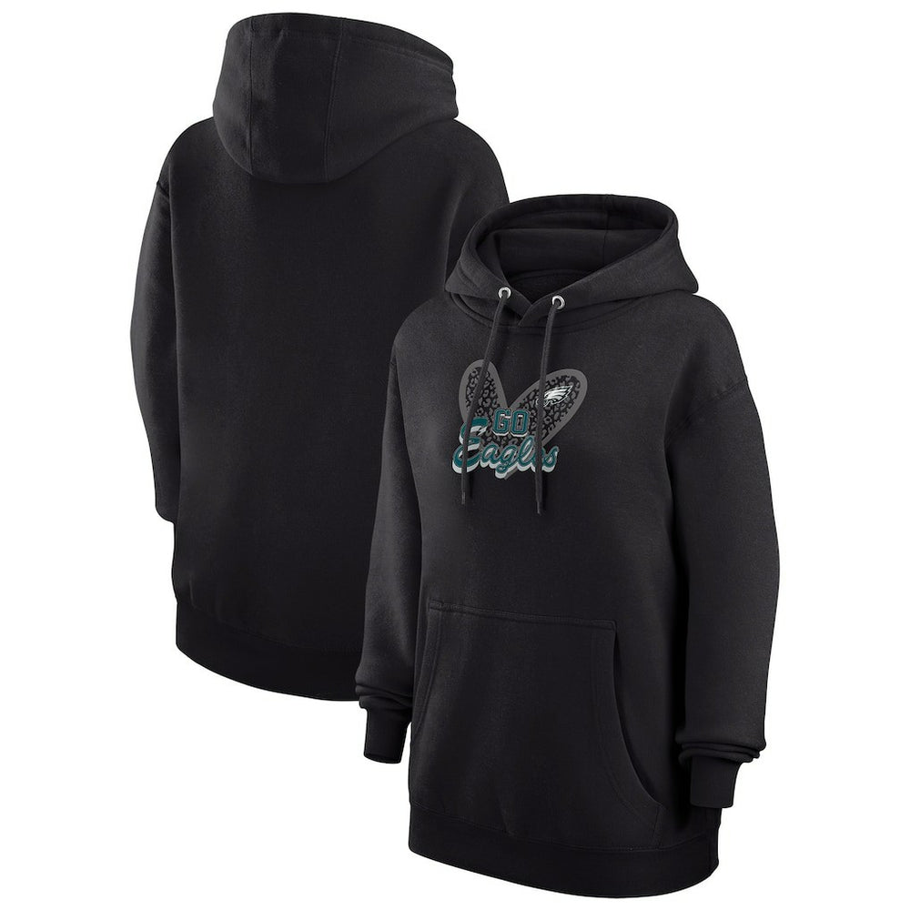 Philadelphia Eagles G-III 4Her by Carl Banks Women's Animal Print Heart Team Graphic Fleece Tri-Blend Pullover Hoodie - Black for sale