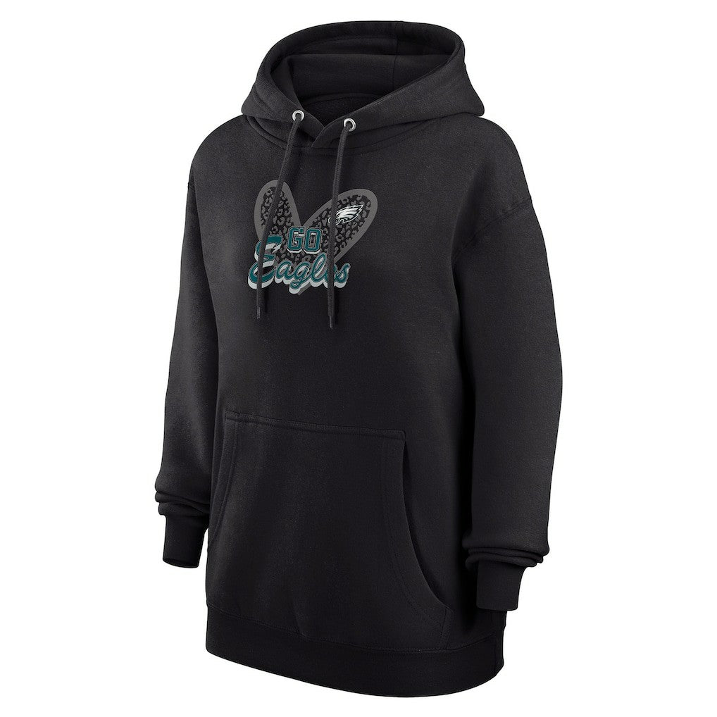 Philadelphia Eagles G-III 4Her by Carl Banks Women's Animal Print Heart Team Graphic Fleece Tri-Blend Pullover Hoodie - Black for sale