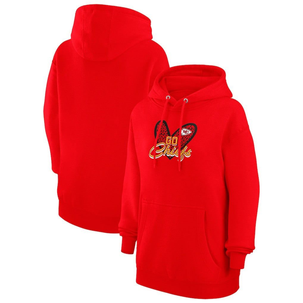 Kansas City Chiefs G-III 4Her by Carl Banks Women's Animal Print Heart Team Graphic Fleece Tri-Blend Pullover Hoodie - Red cheap