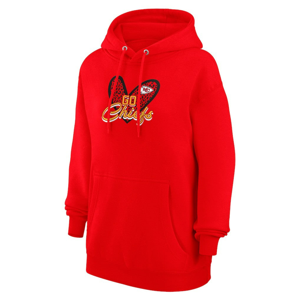 Kansas City Chiefs G-III 4Her by Carl Banks Women's Animal Print Heart Team Graphic Fleece Tri-Blend Pullover Hoodie - Red cheap
