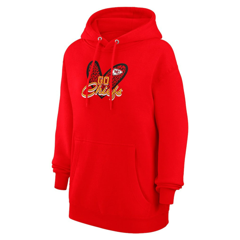 Kansas City Chiefs G-III 4Her by Carl Banks Women's Animal Print Heart Team Graphic Fleece Tri-Blend Pullover Hoodie - Red cheap
