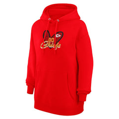 Kansas City Chiefs G-III 4Her by Carl Banks Women's Animal Print Heart Team Graphic Fleece Tri-Blend Pullover Hoodie - Red cheap