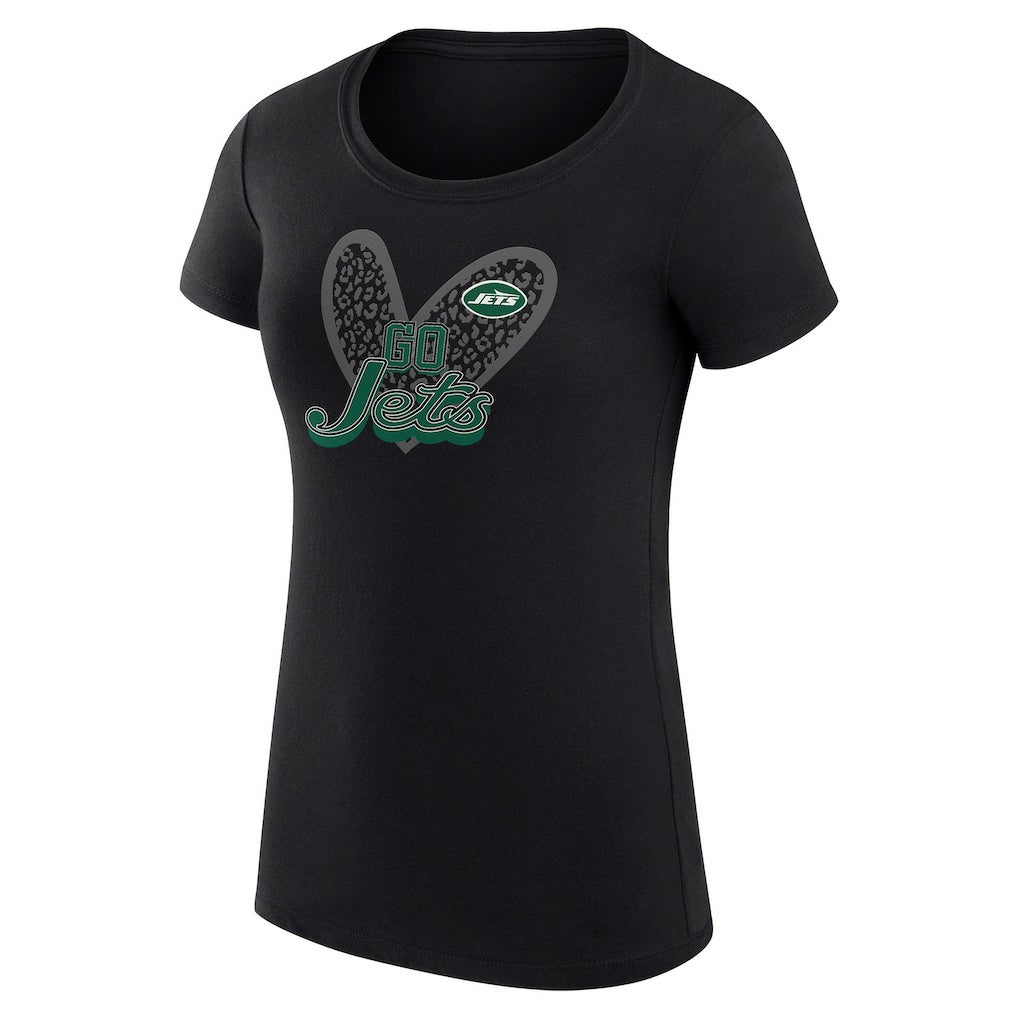 New York Jets G-III 4Her by Carl Banks Women's Super-Slim Fit Lightweight Animal Print Heart T-Shirt - Black online