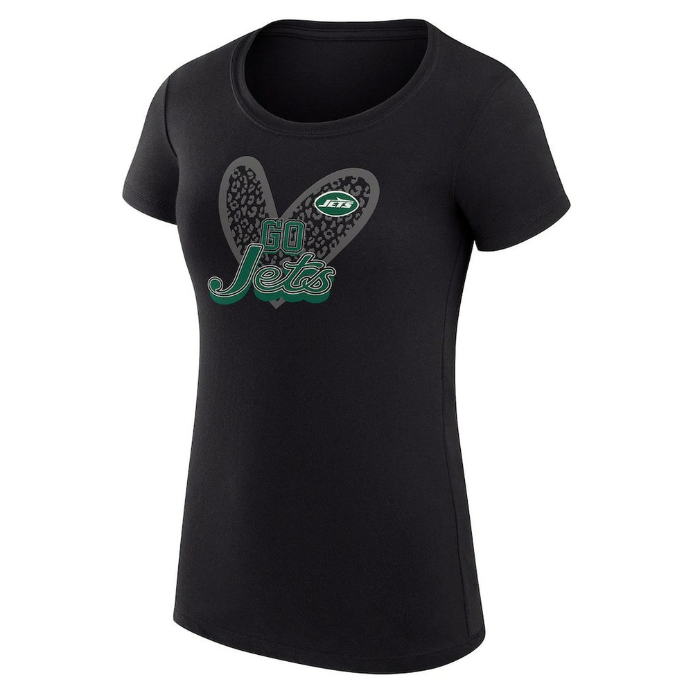 New York Jets G-III 4Her by Carl Banks Women's Super-Slim Fit Lightweight Animal Print Heart T-Shirt - Black online