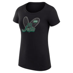 New York Jets G-III 4Her by Carl Banks Women's Super-Slim Fit Lightweight Animal Print Heart T-Shirt - Black online