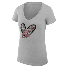 Tampa Bay Buccaneers G-III 4Her by Carl Banks Women's Super-Slim Fit Lightweight Leopard Heart V-Neck T-Shirt - Heather Gray online