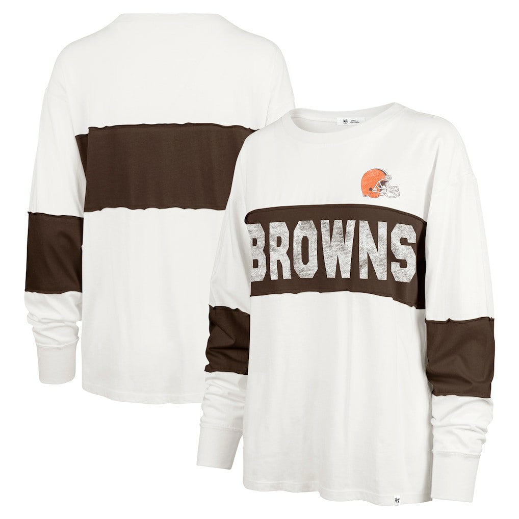 Cleveland Browns '47 Women's Clubhouse Pride Taylor Long Sleeve T-Shirt - Cream online
