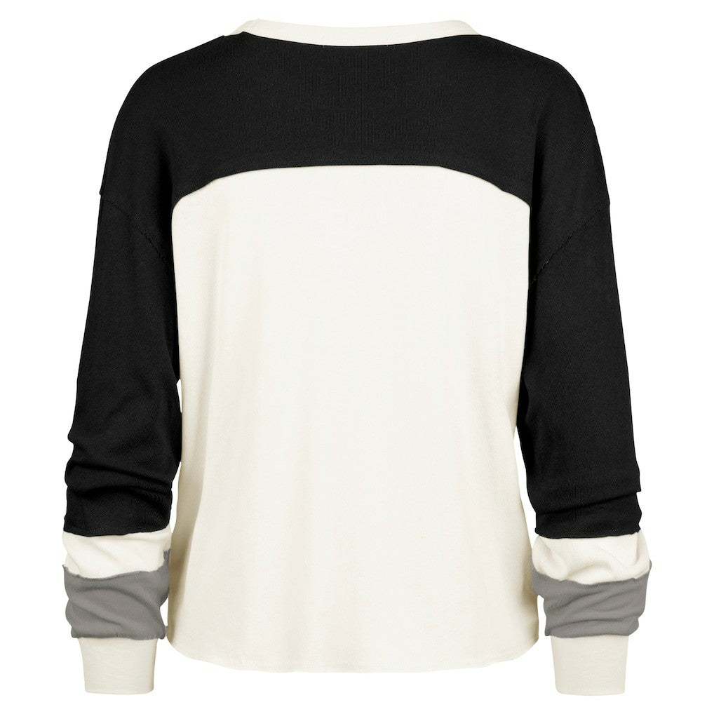 Las Vegas Raiders '47 Women's Double Header Curve Raglan Long Sleeve Crop Top - Cream outlet