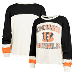 Cincinnati Bengals '47 Women's Double Header Curve Raglan Long Sleeve Crop Top - Cream sale