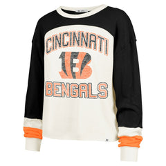 Cincinnati Bengals '47 Women's Double Header Curve Raglan Long Sleeve Crop Top - Cream sale