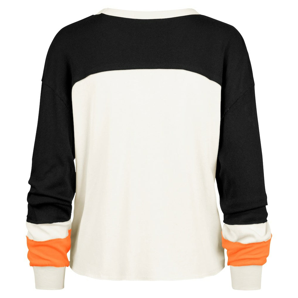 Cincinnati Bengals '47 Women's Double Header Curve Raglan Long Sleeve Crop Top - Cream sale