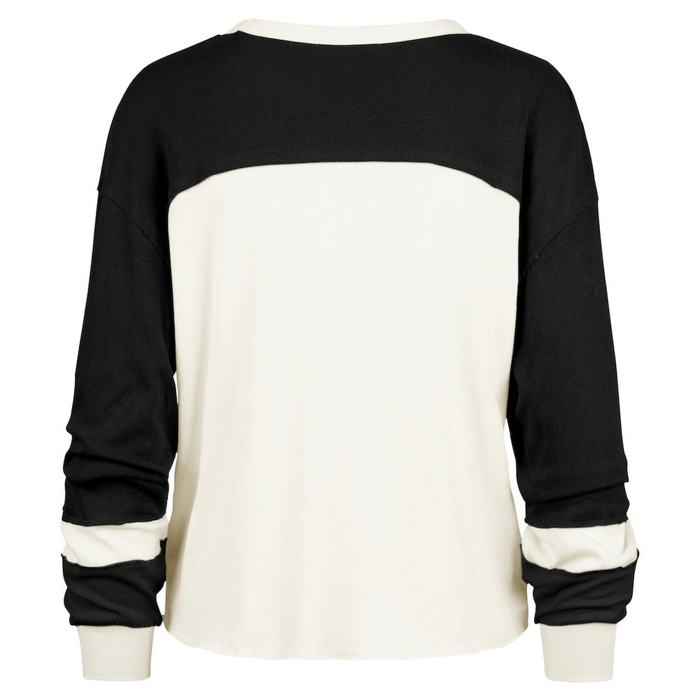 New Orleans Saints '47 Women's Double Header Curve Raglan Long Sleeve Crop Top - Cream on sale