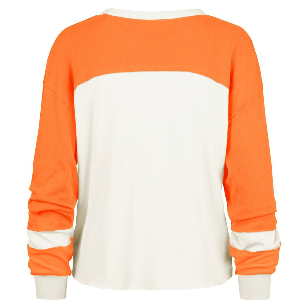 Miami Dolphins '47 Women's Double Header Curve Raglan Long Sleeve Crop Top - Cream discount