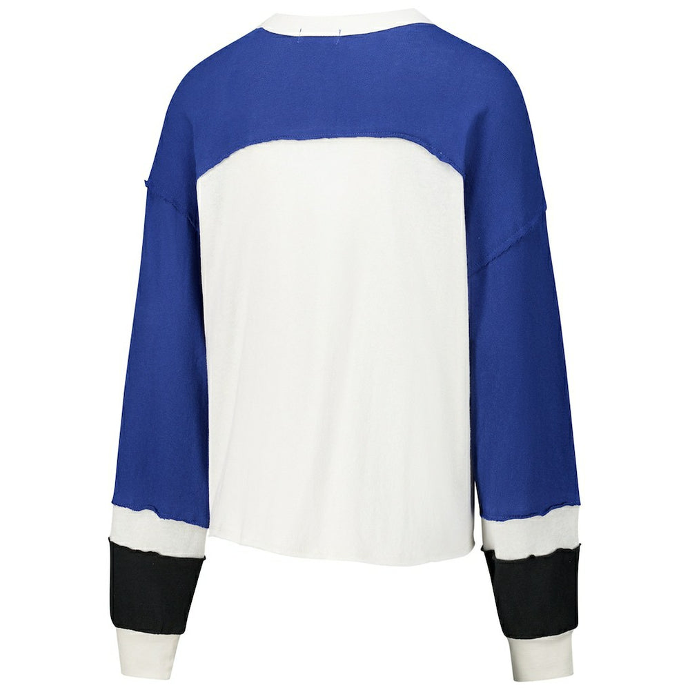 Indianapolis Colts '47 Women's Double Header Curve Raglan Long Sleeve Crop Top - Cream for sale