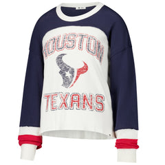 Houston Texans '47 Women's Double Header Curve Raglan Long Sleeve Crop Top - Cream discount