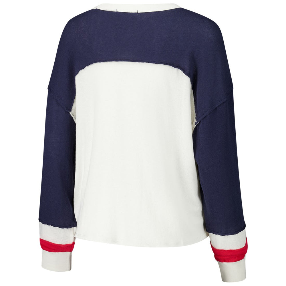 Houston Texans '47 Women's Double Header Curve Raglan Long Sleeve Crop Top - Cream discount