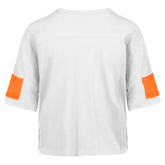 Miami Dolphins '47 Women's Double Header Scout Cropped V-Neck T-Shirt - White for sale